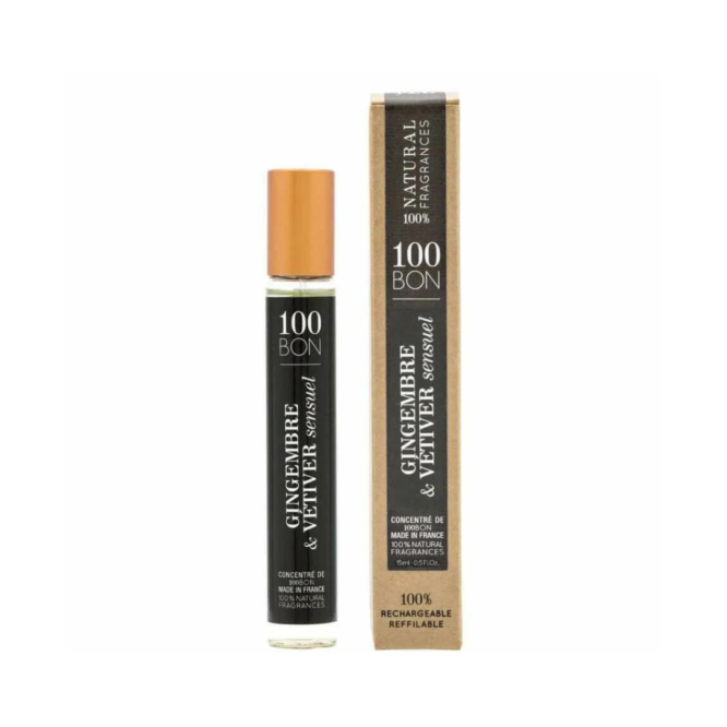 100BON Gingembre & Vetiver Sensuel Eau de Parfum Concentrate 10ml Spray - A captivating blend of ginger and vetiver for a sensuous and invigorating fragrance experience.