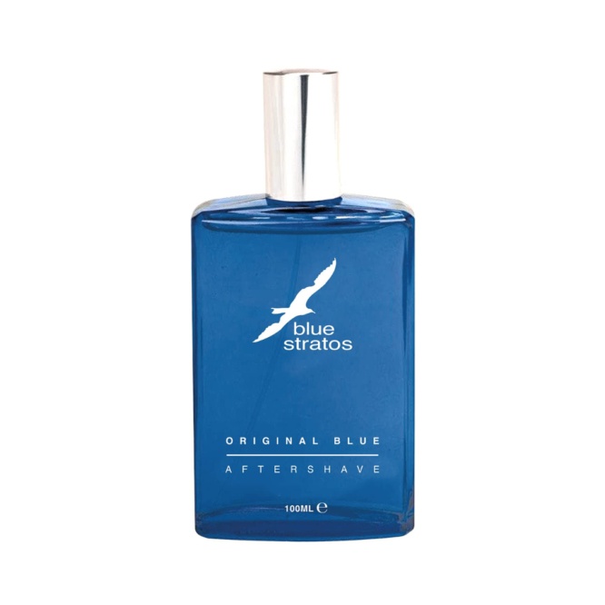 Parfums Bleu Limited Blue Stratos Aftershave 100ml Splash bottle showcasing vibrant blue design