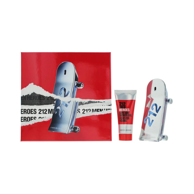 Carolina Herrera 212 Heroes Men Gift Set featuring 90ml EDT and 100ml Shower Gel