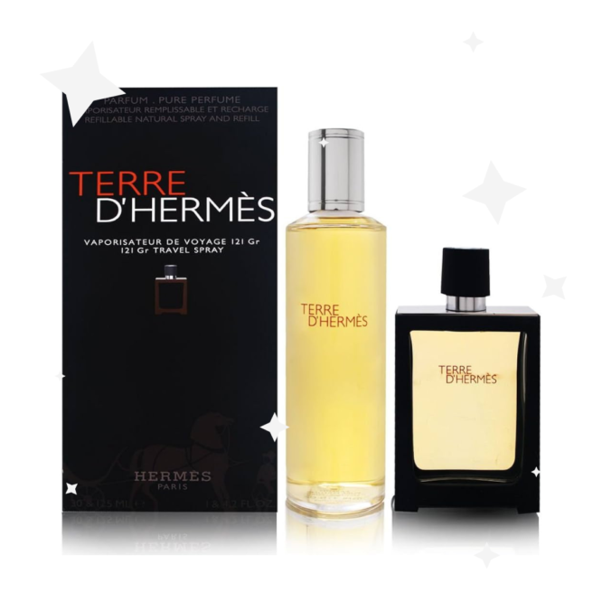 Hermès Terre d'Hermès Gift Set featuring a 30ml Parfum Spray and a 125ml Parfum Refill