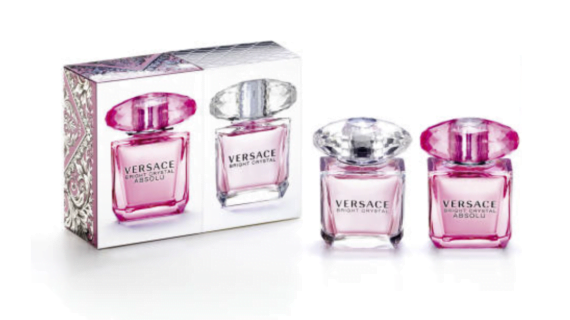 Versace Gift Set featuring 30ml Bright Crystal Eau de Toilette and 30ml Bright Crystal Absolu Eau de Parfum