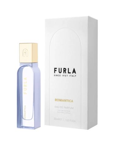 Furla Romantica Eau de Parfum 30ml spray featuring an elegant design encapsulating a floral and fruity fragrance perfect for any occasion.