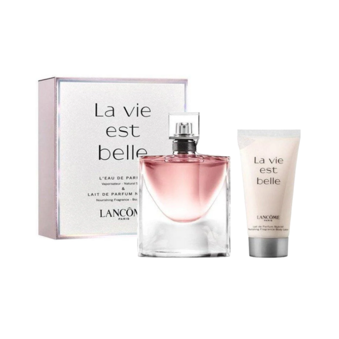 Lancome La Vie Est Belle L'Eau de Parfum Gift Set featuring a 50ml spray and 50ml body lotion