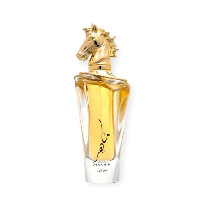 Lattafa Perfumes Maahir Eau de Parfum 100ml Spray - A luxurious fragrance offering a blend of rich notes for an enchanting and long-lasting scent experience.