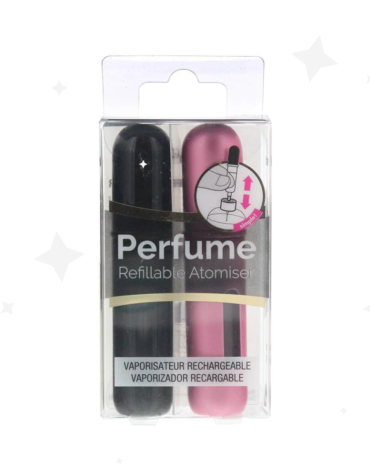 Pressit Refillable Perfume Atomiser Duo Pack - Pink & Black