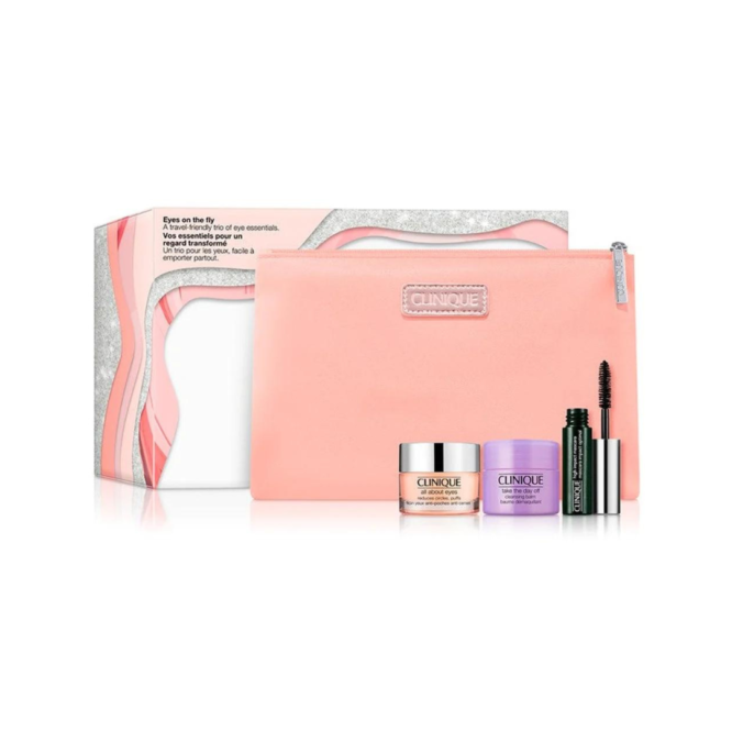 Clinique Eyes On The Fly Gift Set featuring versatile eye makeup essentials for a flawless look