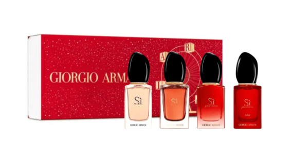 Chic Giorgio Armani Si Gift Set featuring four 7ml fragrances