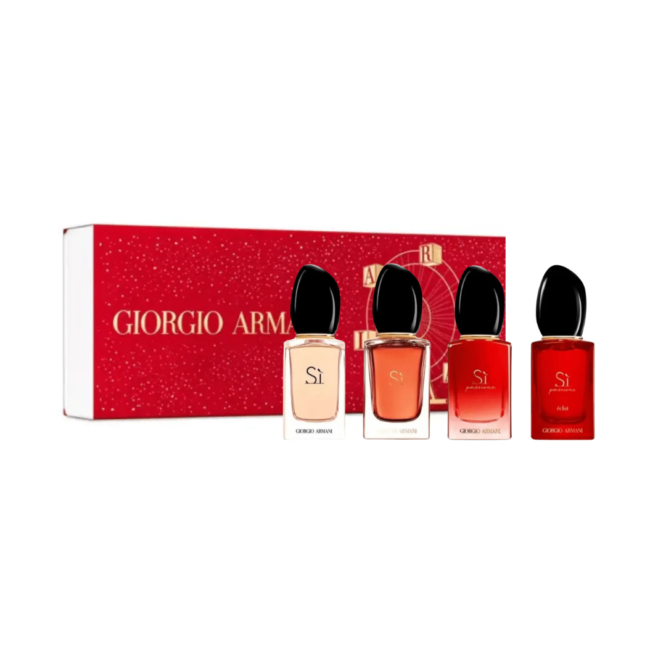 Chic Giorgio Armani Si Gift Set featuring four 7ml fragrances