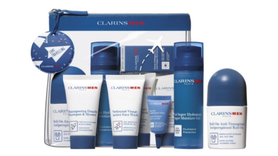 Clarins Men Grooming Essentials Set - 6-piece collection featuring skincare products for hydration