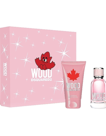 DSquared² Wood For Her Gift Set featuring 100ml EDT perfume and 150ml body lotion