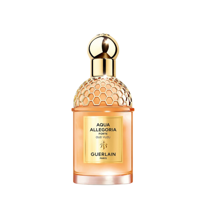 Guerlain Aqua Allegoria Forte Oud Yuzu Eau de Parfum 75ml Spray - invigorating fragrance blend of yuzu and oud for a refreshing and luxurious scent experience.