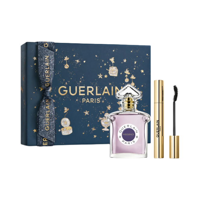 Luxurious Guerlain Insolence Gift Set featuring 75ml EDP and 6g Noir G 24H Intense Volume Curl Mascara