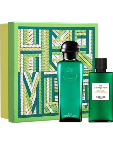 Luxurious Hermès Eau d'Orange Verte Gift Set featuring 100ml EDC and 80ml Hair & Body Shower Gel