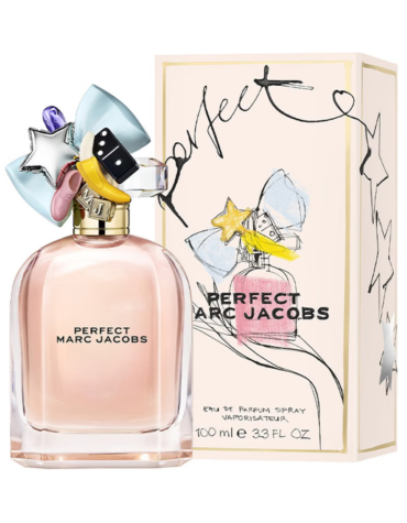 Marc Jacobs Perfect Eau de Parfum 100ml Spray bottle showcasing floral and fruity notes for a lasting and uplifting fragrance experience.