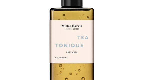 Refreshing Miller Harris Tea Tonique Body Wash 300ml with invigorating tea notes; perfect for a revitalizing shower experience and luxurious skin care.