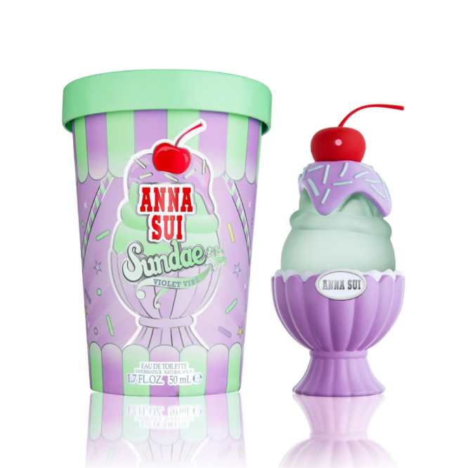 Anna Sui Sundae Violet Vibe Eau de Toilette 50ml Spray - A whimsical floral fragrance with fruity notes