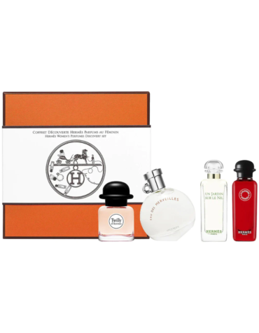 Elegant Hermès Miniature Discovery Gift Set featuring four 7.5ml unisex fragrances