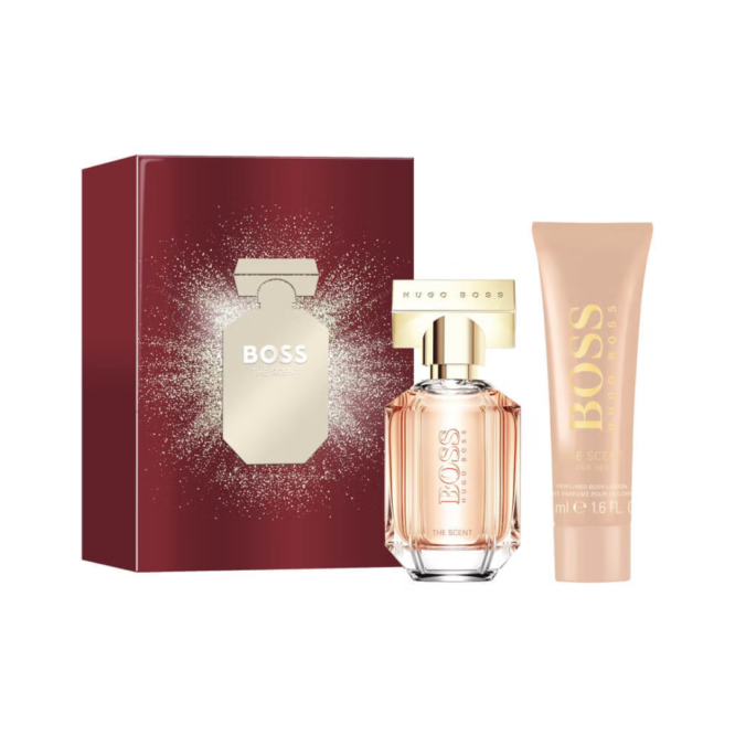 Elegant Hugo Boss Boss The Scent For Her Gift Set featuring 30ml EDP and 50ml Body Lotion