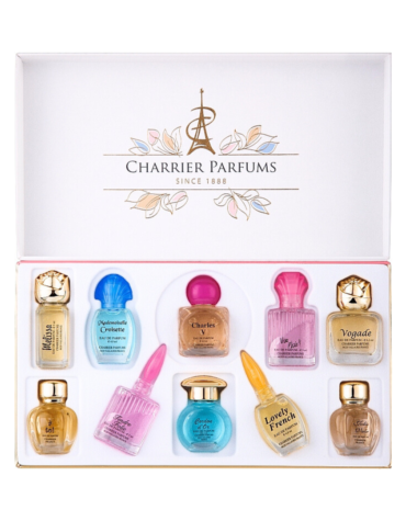 Charrier Parfums Collection Precieuse Gift Set featuring 10 luxurious fragrances in an elegant box