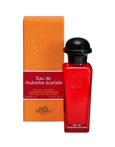 Hermès Eau de Rhubarbe Écarlate 50ml Spray - Elegant refillable cologne capturing fresh rhubarb notes