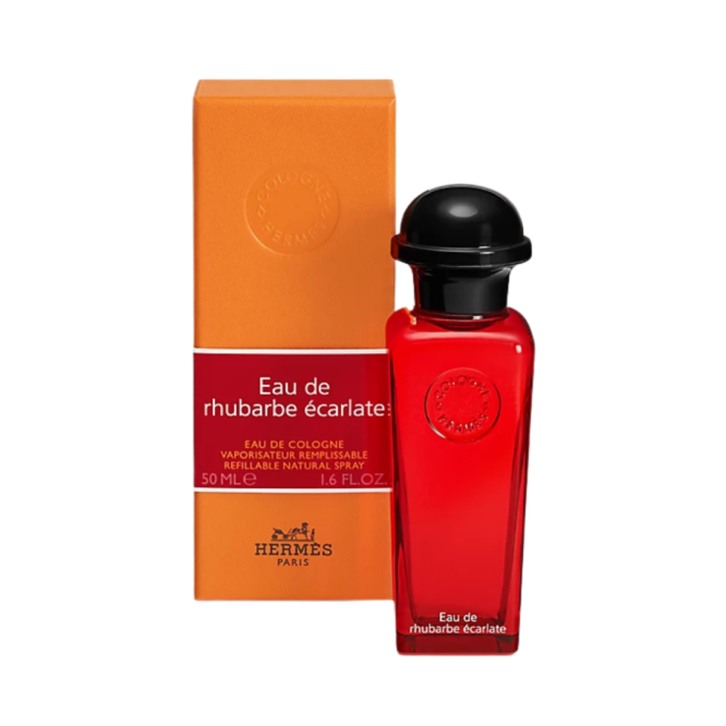 Hermès Eau de Rhubarbe Écarlate 50ml Spray - Elegant refillable cologne capturing fresh rhubarb notes