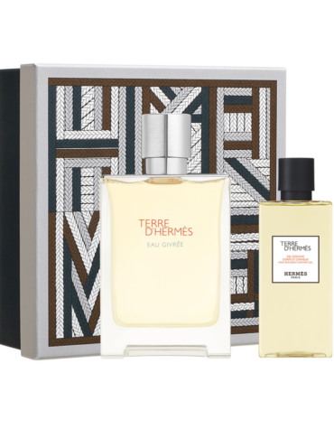 Elegant Hermès Terre d'Hermès Eau Givrée Gift Set featuring 100ml EDP and 80ml Shower Gel