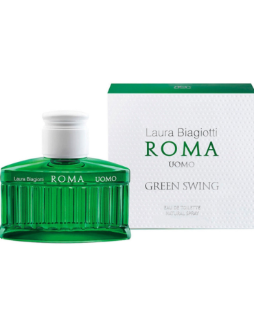 Laura Biagiotti Roma Uomo Green Swing Eau de Toilette 40ml Spray - Fresh men's fragrance with notes of citrus and woody undertones for a vibrant scent experience.